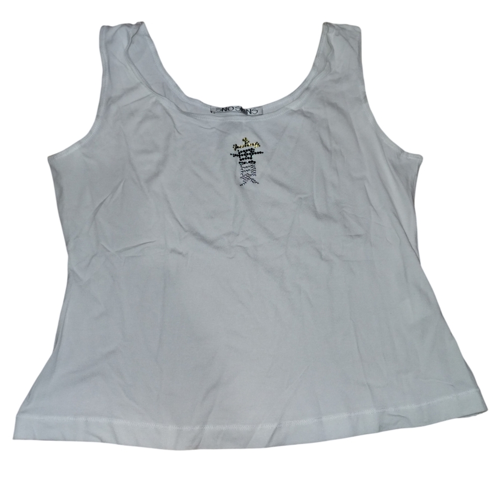 Vtg Y2k Snoskins Tank Top M White Chinese Characters 'Honesty' NWT
